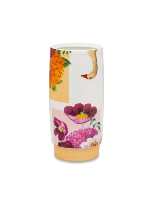 Vaso in Porcellana Decorato con Motivi Floreali h36 Collezione Florentia