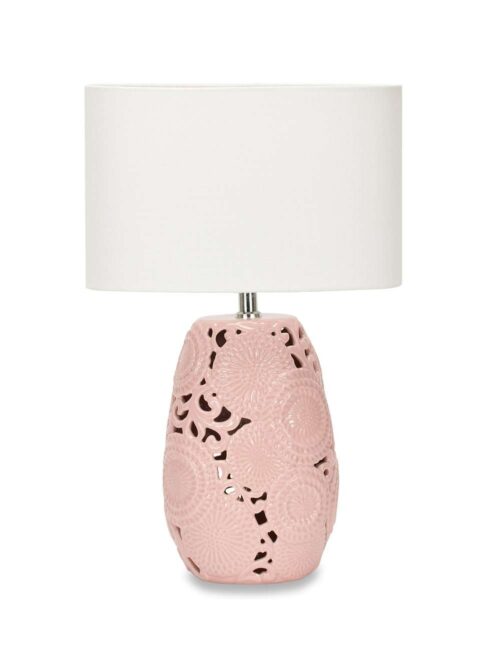 Lampada in Ceramica Rosa con Paralume Bianco h42 cm Collezione Kyoto di Henriette