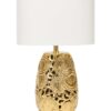 Lampada in Ceramica Oro con Paralume Bianco