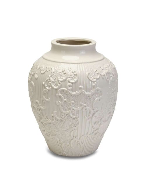 Vaso in Ceramica Bianco h28 cm Collezione Dentelle di Henriette