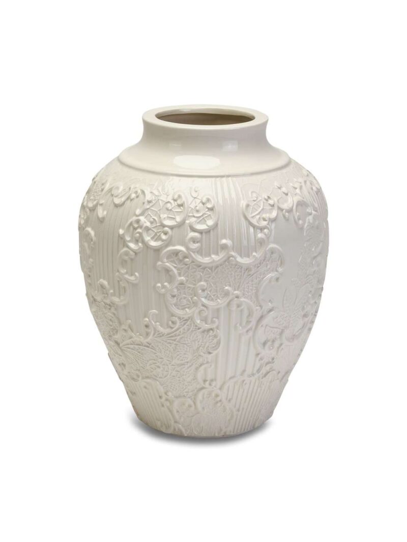 Vaso In Ceramica Bianco H28 Cm Collezione Dentelle Di Henriette