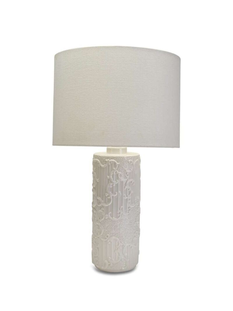 Lampada In Ceramica Con Paralume Avorio H60 Cm