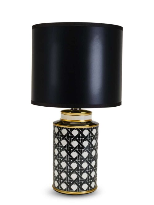 Lampada in Ceramica con Paralume Nero h57 cm