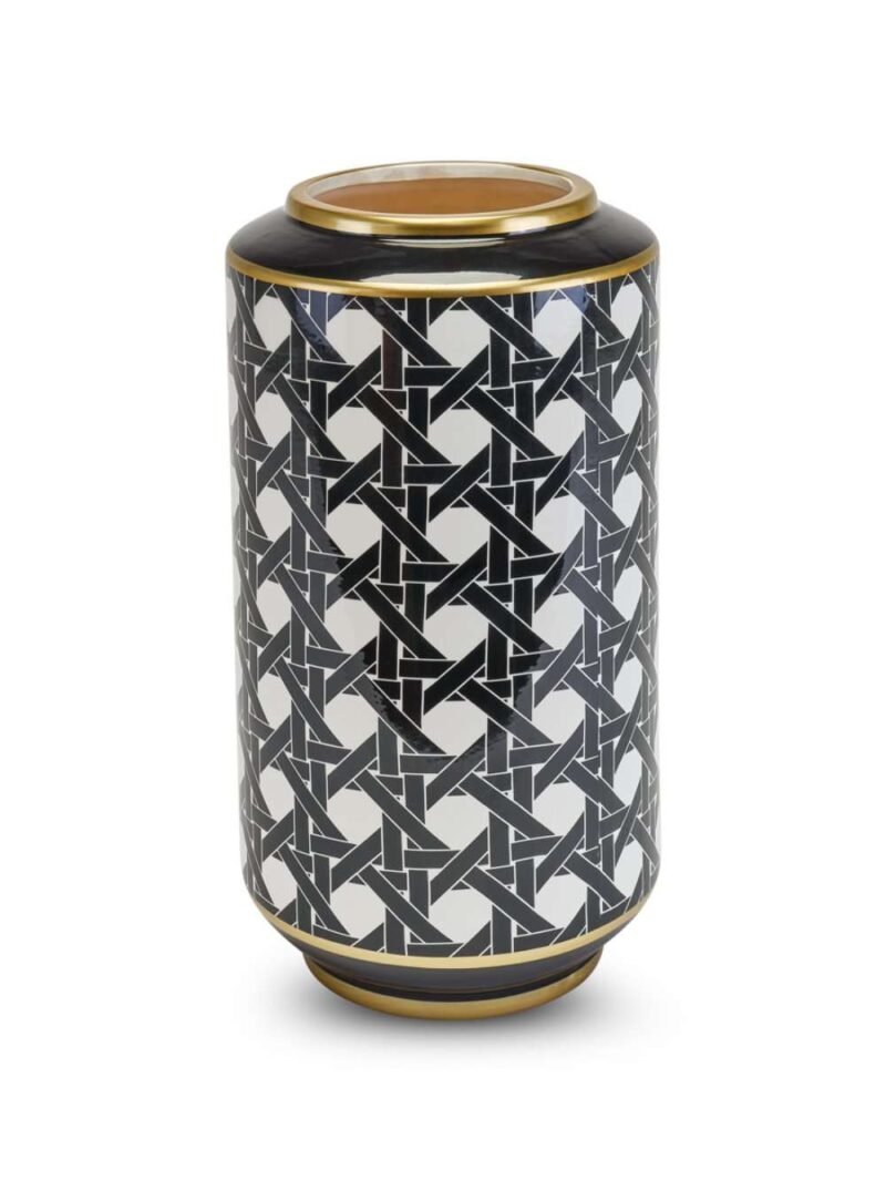Vaso In Ceramica Con Disegni Paglia Di Vienna H34 Cm Di Henriette