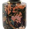 Vaso In Metallo Decorato Fiori Multicolore 17X17X21
