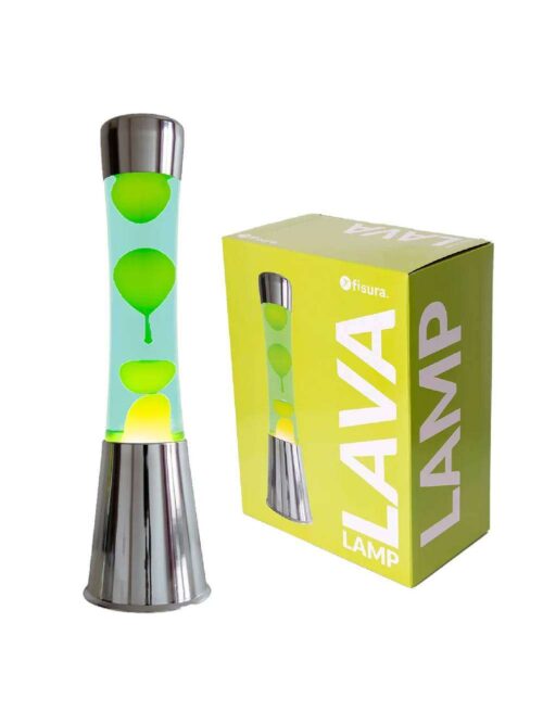 Lampada di Lava con Base Cromo Liquido Giallo