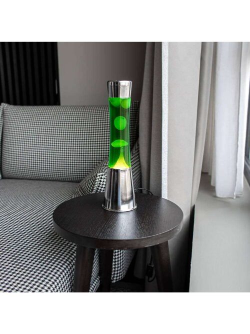 Lampada di Lava con Base Cromo Liquido Giallo