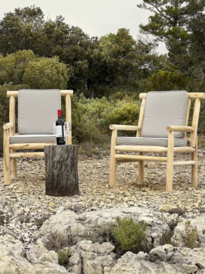 Sedia Poltrona Da Giardino In Teak Naturale