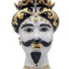 Testa Moro Uomo Bianca con Decorazioni Nero e Oro H16 cm