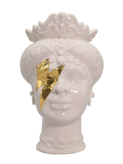 Testa Moro Saetta Oro Bianca con Decorazioni Oro