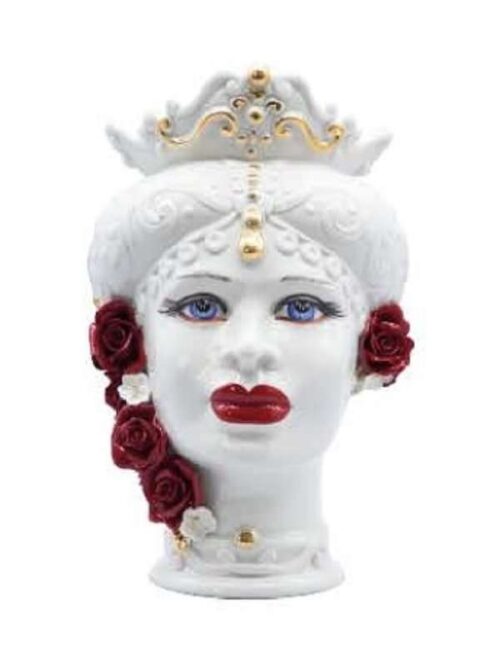 Testa Moro Donna Bianca con Decorazioni Rosso