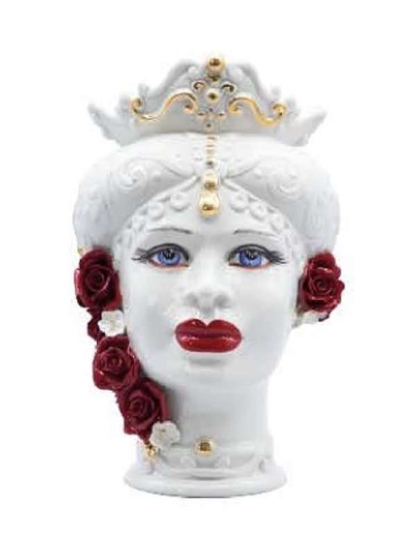 Testa Moro Donna Bianca Con Decorazioni Rosso