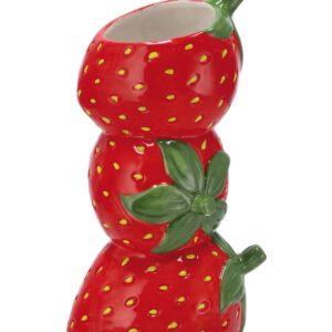 Vaso in Ceramica Strawberry Rosso con Fragole