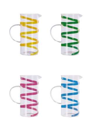 Caraffa in Vetro Trasparente con Decori Colorati 1,42L