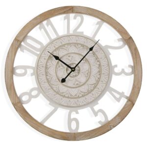 Orologio da Parete in Legno e Metallo Bianco