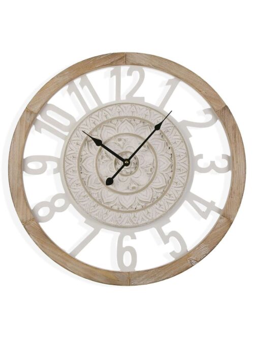 Orologio da Parete in Legno e Metallo Bianco