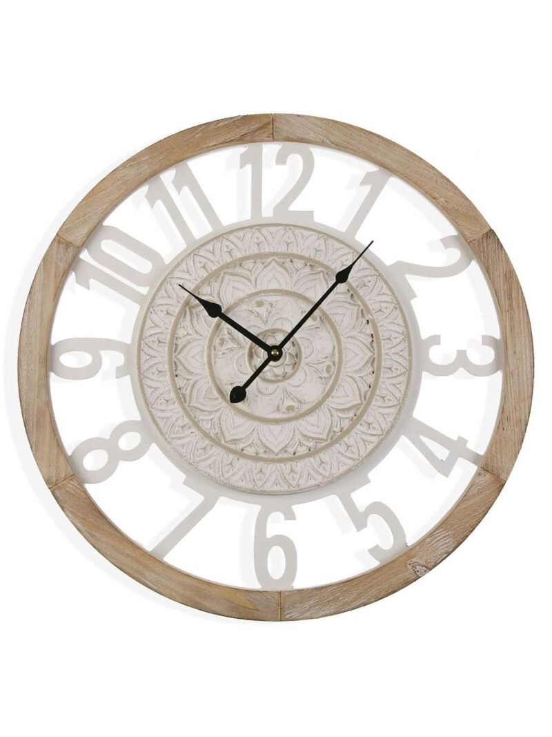 Orologio Da Parete In Legno E Metallo Bianco
