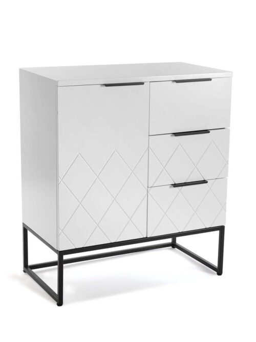 Mobiletto Bianco con 3 Cassetti e 1 Anta 70x38x80