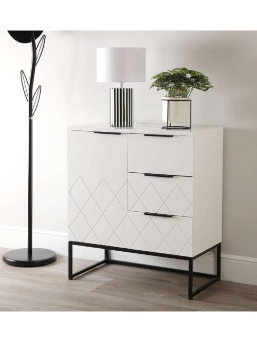 Mobiletto Bianco con 3 Cassetti e 1 Anta 70x38x80