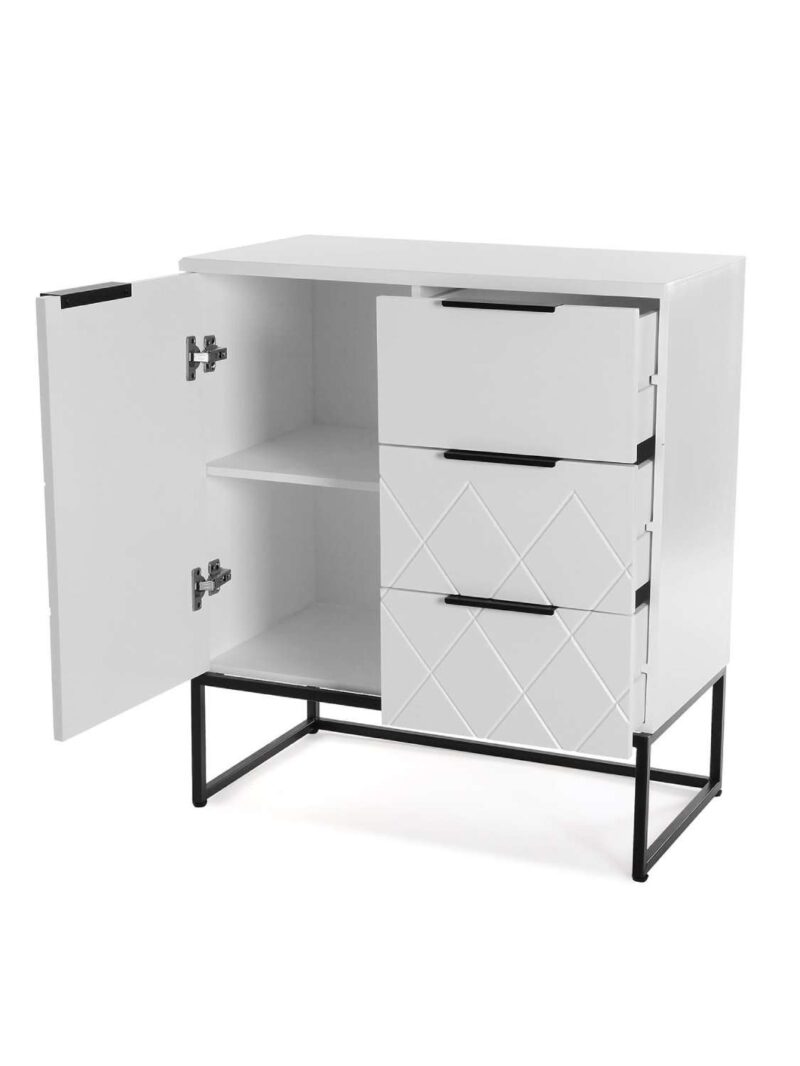 Mobiletto Bianco Con 3 Cassetti E 1 Anta 70X38X80