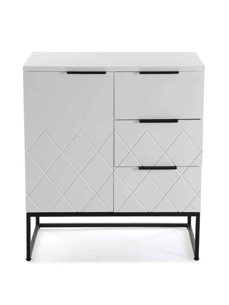 Mobiletto Bianco Con 3 Cassetti E 1 Anta 70X38X80