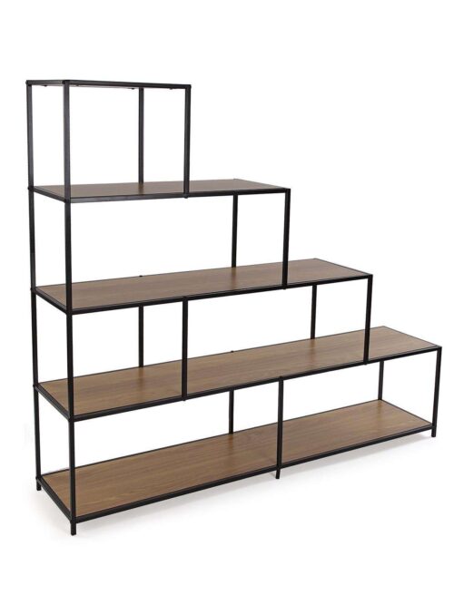Scaffale a Gradini a 4 Ripiani in Metallo e MDF