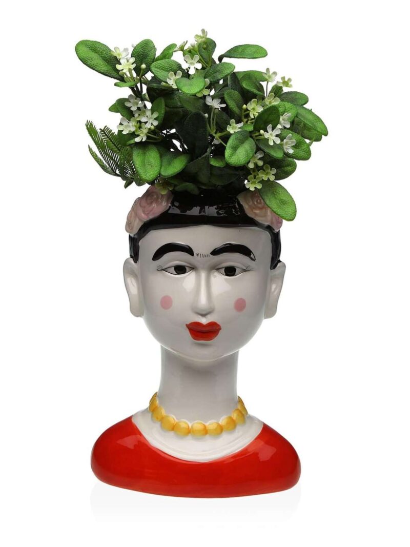 Vaso In Ceramica Rosa Testa Di Donna