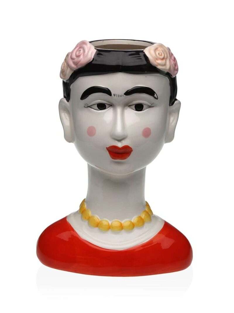 Vaso In Ceramica Rosa Testa Di Donna