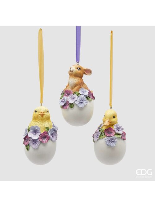 Decoro Ovetto Pasquale in Ceramica con Animali