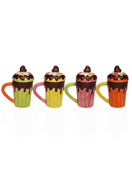 Tazza Mug in Porcellana a Forma di Gelato con Coperchio