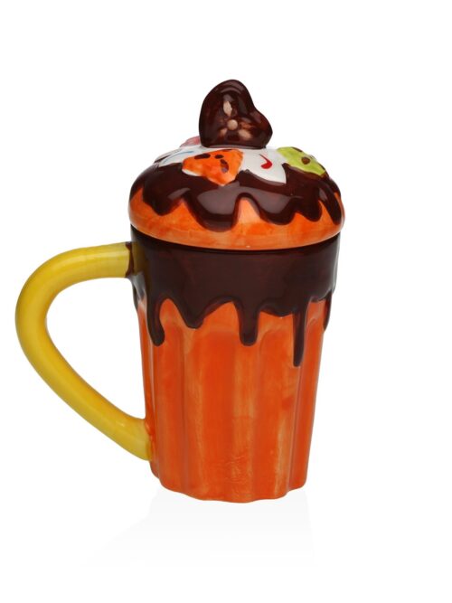 Tazza Mug in Porcellana a Forma di Gelato con Coperchio
