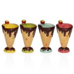 Tazza in Porcellana a Forma di Cono Gelato con Ciliegina