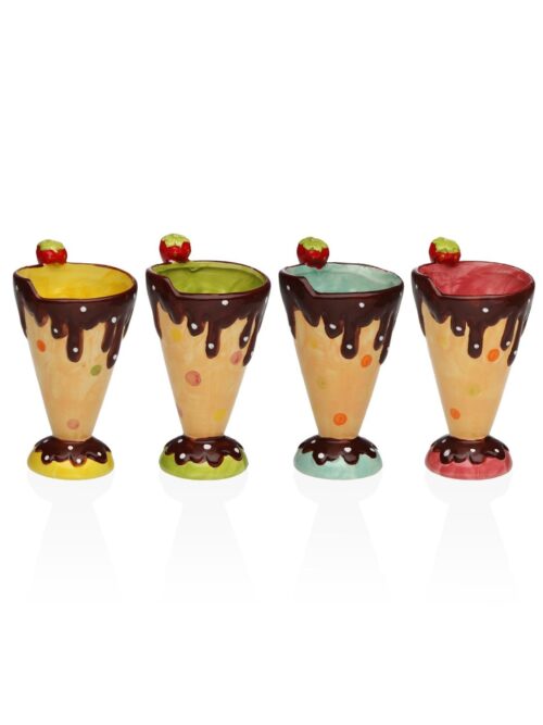 Tazza in Porcellana a Forma di Cono Gelato con Ciliegina