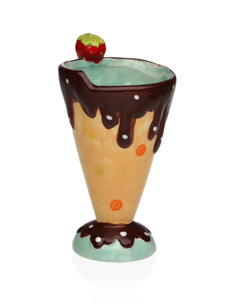 22810020C Tazza In Porcellana A Forma Di Cono Gelato Con Ciliegina