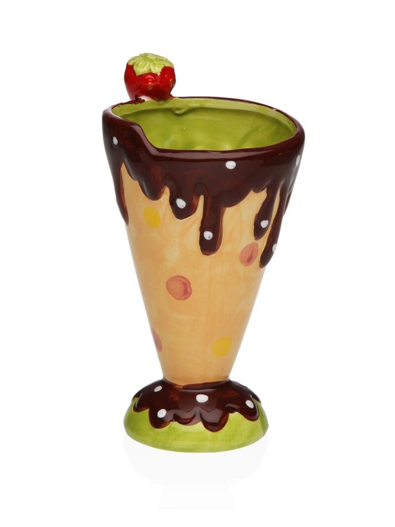 22810020D Tazza In Porcellana A Forma Di Cono Gelato Con Ciliegina