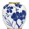 Vaso in Ceramica Bianco con Fiori Blu