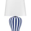 Lampada in Ceramica Bianco e Blu con Paralume Avorio