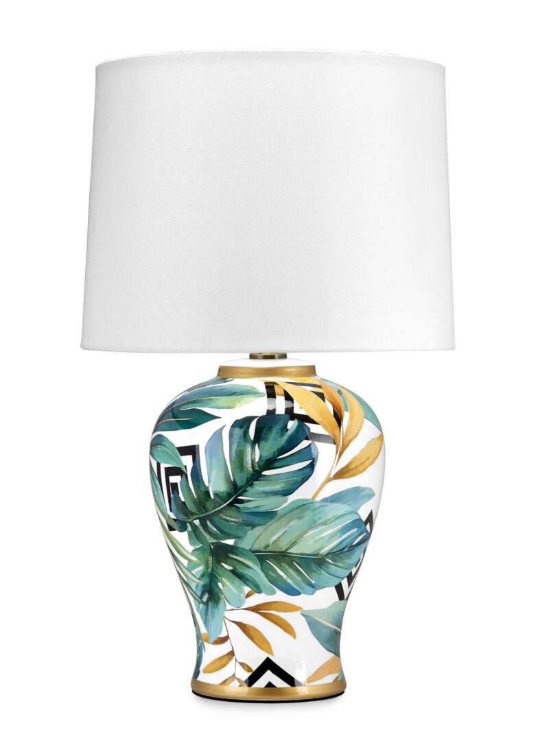 Lampada In Ceramica Palme Tropicali