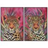 Quadro Leopardo In Velluto Con Cornice In Legno Nero