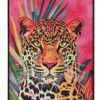 Quadro Leopardo In Velluto Con Cornice In Legno Nero