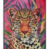 Quadro Leopardo In Velluto Con Cornice In Legno Nero
