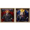Quadro Leone E Leopardo Gentleman Tela 100×100 Cm