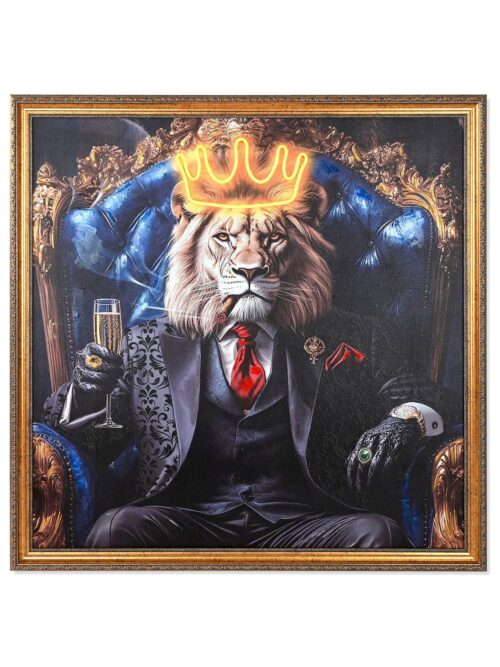 Quadro Leone e Leopardo Gentleman Tela 100×100 cm