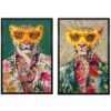 Quadro Led Leopardo Jungle Su Tela Pitturato A Mano
