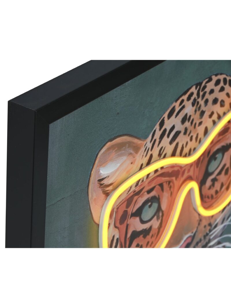 Quadro Led Leopardo Jungle Su Tela Pitturato A Mano