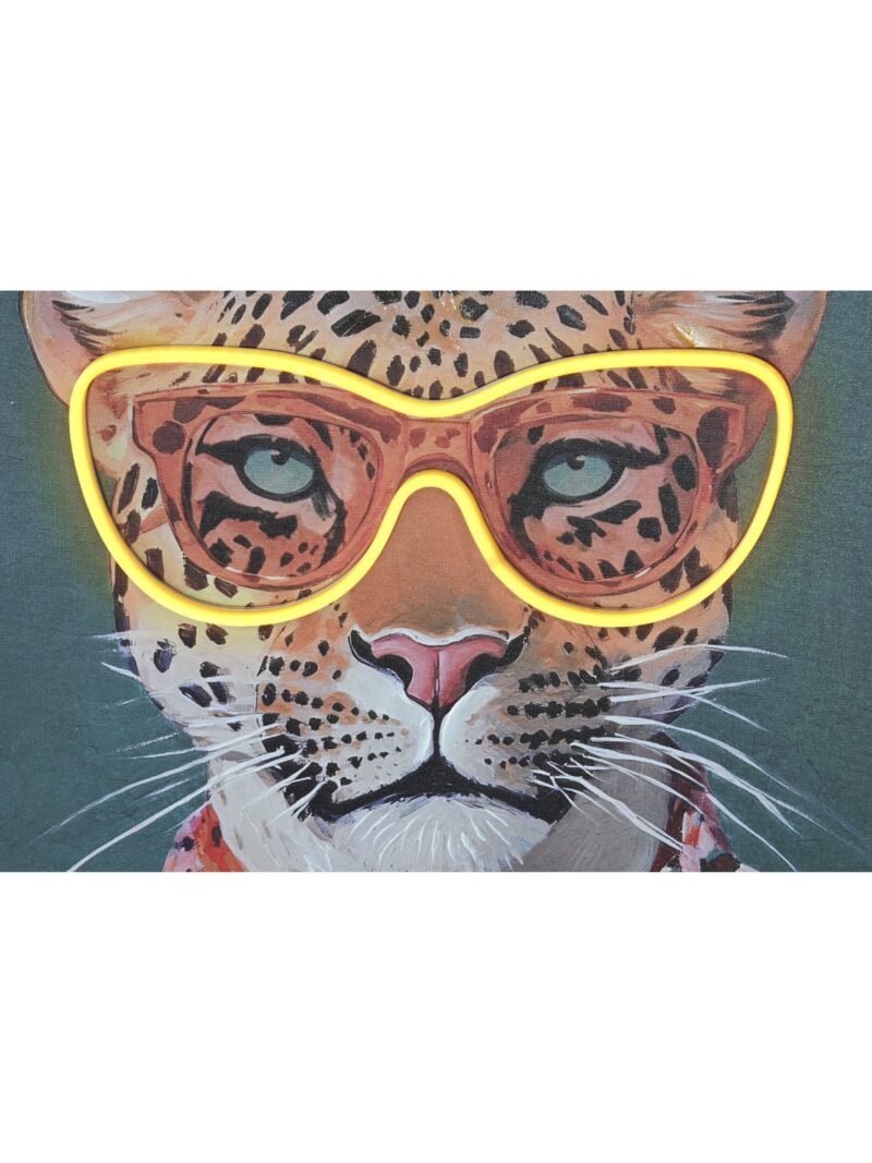 Quadro Led Leopardo Jungle Su Tela Pitturato A Mano
