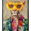 Quadro Led Leopardo Jungle Su Tela Pitturato A Mano