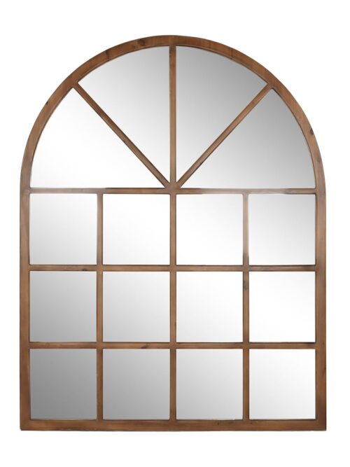 Specchio Doppia Finestra Inglese ad Arco Abete e Cristallo 150×186 cm