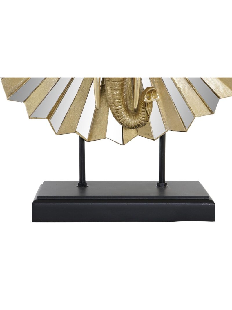 Figura Decorativa Testa Di Elefante Dorato Con Specchi
