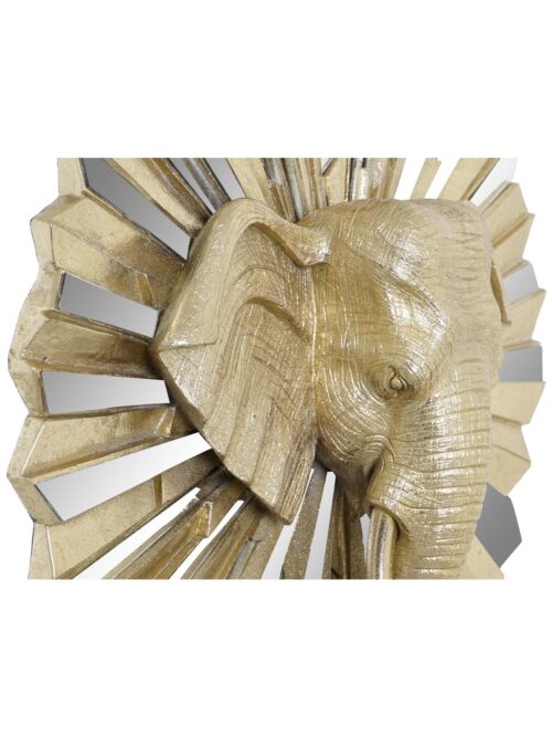 Figura Decorativa Testa di Elefante Dorato con Specchi